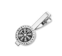 Pince à cravate viking nordique en acier inoxydable pour homme avec boussole Vegvisir Rune Accessoires pour chemise d'affaires mariage Saint-Valentin, Noël anniversaire (argent)