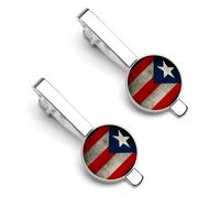 Pince à cravate vintage à motif drapeau de Porto Rico pour homme, pince à cravate ronde et boutons de manchette assortis, ensemble de 2 pièces pour accessoires de mode de luxe - 1 et 10