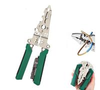 Pince à dénuder 16 en 1 pour couper et tirer des fils, ciseaux à câble, pince testeur de tension, stylet pliable, tournevis, dénudage, sertissage (vert A)