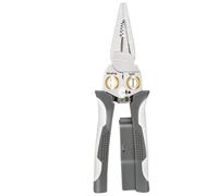 Pince à dénuder 8 en 1 avec testeur de tension, pince électrique multifonction en acier inoxydable avec poignée antidérapante pour électriciens et projets de bricolage gris pour la maison