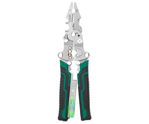 Pince à dénuder à huit plis - Outil multifonctionnel robuste, coupe précise et dénudage, outil d'électricien pratique 8 en 1 avec testeur de tension pour installation en