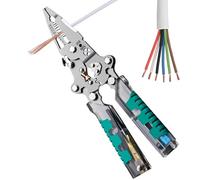 Pince à Dénuder Câble, Pince Électricien Multifonction avec Testeur de Tension, Tournevis Portable, Dénudeur Robuste Pliable pour Électricien Automobile et Bricolage