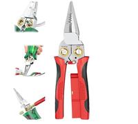 Pince à dénuder électrique multifonction 8 en 1 pour couper et tirer des fils, câbles, ciseaux, testeur de tension (rouge)