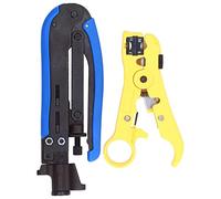 Pince à dénuder, Ensemble de Pinces à sertir, Outil Multifonction réglable Professionnel pour l'extrusion de câbles coaxiaux RG59 RG6 RG11 UTP STP, Paire torsadée en Acier,