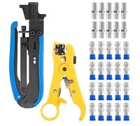 Pince à dénuder GOEDCH 32 pièces: outil de dénudage pour jeu de câbles coaxiaux, connecteurs à compression RG6 F pour la télévision par satellite, les antennes et l'installation de câbles TV