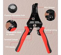 Pince à dénuder multifonction avec mâchoire auto-réglable pour AWG18-8, outil de sertissage et de coupe avec contrôle de la tension par molette, pince en acier allié