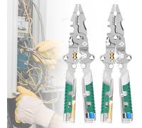 Pince à dénuder pliable 18 en 1 avec testeur de tension et pince à sertir | Pince multifonction for électricien: coupe, tirage et réparation de câbles(2pcs)