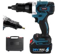 Pince à écrous à riveter électrique M3/M4/M5/M6/M8/M10/M12 Pistolet à Rivets électrique sans Fil Écrous à rivetage automatique avec 2 réglages de vitesse variable, pour aluminium/fer,2200mAh-2Battery