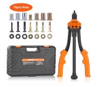 Pince à Écrous à Sertir Kit de Riveteuse 7 Mandrins Métriques/SAE Pince à Insert Fileté Manuelle 70 Écrous pour Bricolage
