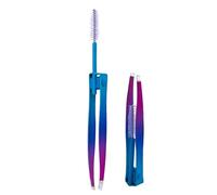 Pince à épiler 2 en 1 en acier inoxydable pour sourcils avec brosse | Outil d'épilation de cheveux réutilisable, applicateur de faux cils, outil de toilettage pour homme et femme