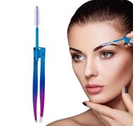 Pince à épiler à sourcils - Pince à sourcils 2 en 1 en acier inoxydable avec brosse - Outil d'épilation de cheveux réutilisable, applicateur de faux cils, outil de toilettage pour homme et femme