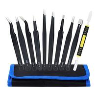 Pince à épiler Acier inoxydable 10 Pièces Kit de Pincettes ESD pour Électronique Réparation Beauté Travail de Laboratoire