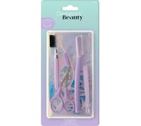 Demeliss Beauty - Kit Sourcils Parfaits - Brosse 2 en 1 - Ciseaux Peigne - Pince à Épiler - Rasoir - Pochette - Regard Sublimé