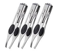 Pince à épiler éclairée à LED - 9,8 x 1,4 cm - Nombreuses utilisations - Épilateur professionnel précis en acier inoxydable avec retrait du visage léger et incliné pour sourcils, cils