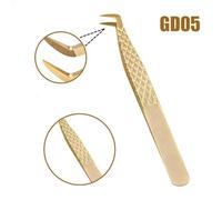 Pince À Épiler En Acier Inoxydable Doré Pour Extension De Cils,Pince À Épiler De Haute Précision,Pointes En Fibre,Outils De Volume Professionnels,1 Pc - Type Gd05