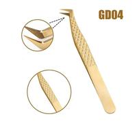 Pince À Épiler En Acier Inoxydable Doré Pour Extension De Cils,Pince À Épiler De Haute Précision,Pointes En Fibre,Outils De Volume Professionnels,1 Pc - Type Gd04