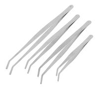 Pince à Épiler Extra Longue en Acier Inoxydable, Lot de 4 | Entretien des Succulentes et Potager Maison, Argenté, Légère, Pratique, Design Simple, Usage Sûr