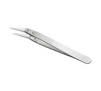 Pince à épiler isolée en acier inoxydable de qualité industrielle, poignée droite non magnétique, pointe courbée en céramique, pointes plates pliées/non magnétiques, poignée en acier inoxydable, clip