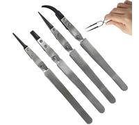 Pince à Épiler Pincettes Antistatique en Acier Inoxydable Pince Brucelle avec Pointes en Plastique Antistatiques - Outils de Précision pour Électronique, Bijouterie, Modélisme et Cosmétique