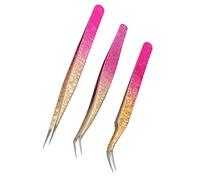 Pince à épiler pour Nail Art 3 Pièces, Pince à épiler en Manucure, Pince à épiler en pour Ongles, Pointes Droites en Acier Inoxydable