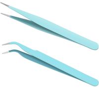 Pince A Epiler Professionnelle Acier Inoxydable Precision, 2pcs Écharde Oblique Pointe Pince À Épiler Sourcils Pour Enlèvement, Des Points Noirs, Poils Incarnés Et Cils-Bleu