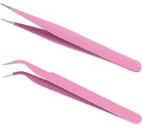 Pince A Epiler Professionnelle Acier Inoxydable Precision, 2pcs Écharde Oblique Pointe Pince À Épiler Sourcils Pour Enlèvement, Des Points Noirs, Poils Incarnés Et Cils-Rose
