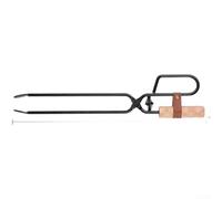 Pince à feu robuste en acier inoxydable pour le camping, 47,5 cm de long, pince à bois avec mâchoires en bec de canard, poignée en bois résistante à la chaleur et ressort, pour cheminée, charbon de