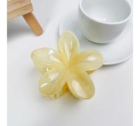 Pince à fleurs hawaïennes jaune crème, pince de plumeria, fleur preppy, pince d'hibiscus pour femme, grandes griffes pour cheveux épais, accessoires de cheveux