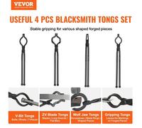Pince à Forger - Lot 4 pcs 18"" acier carbone, V, Z, loup, préhension, rivets A3, pour forgerons débutants ou experts
