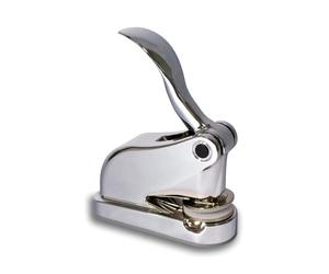 Pince à gaufrer, tampon à gaufrer, pince à signer Shiny Model-EGX chromé - incl. motif rond à gaufrer Ø 40 mm - avec pied antidérapant