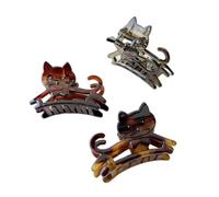 Pince À Gratter for Chat, 3 Pièces, Imprimé Léopard, Requin, Petits Cheveux Mi-hauts À L'arrière De La Tête, Accessoire for Chignon