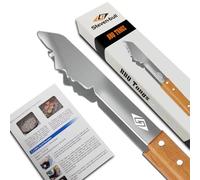 Pince à gril pour barbecue extérieur, Outil de gril de 43 cm de long, ustensile de barbecue en métal, manche en bois, outil de barbecue amusant pour griller