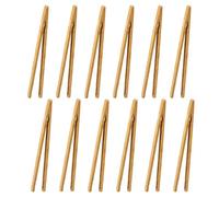 Pince à Grille Pain, Lot de 12 Pince en Bambou Pinces de Cuisine Réutilisables 18 cm Pince à Thé pour Attraper facilement les Toasts au Grille Pain, Cuisine, Restaurant