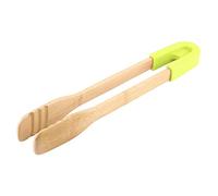 Pince à grille-pain réutilisable, mini pince de cuisson en bois, barbecue polyvalente, nourriture pour buffet, outil de service avec poignée en silicone antidérapante pour servir (Carré (vert))