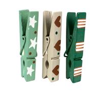 Pince à Linge en Bois Motifs Noel 4,5cm 12 pièces
