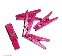 Pince à linge magnétique unie Rose fuchsia x 8