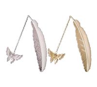 Pince à livres, marque-pages, Pack Of 2 Metal Feather Bookmark With Butterfly Pendant Glow In The Dark Silver 4.53 inches