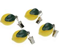 Pince à nappe Versa métal polyéthylène alliage de zinc 7 x 3 cm jaune citron 4 pièces