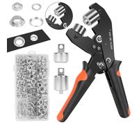 Pince à Oeillets, Presse à œillets magnétique avec 500 œillets en acier inoxydable (250pcs Ø10mm et 250pcs Ø6mm) Pince à cliquet Oeillet,Kit d'œillets pour Bâches