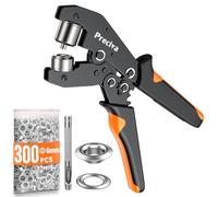 Pince à Oeillets Professionnelle, Preciva 6mm Pinces a Oeillet Magnétique avec 300pcs Œillets Métalliques Kit de Perforatrice Cliquet D'œillets pour Bâches, Affiche, PVC Bannière, Carton