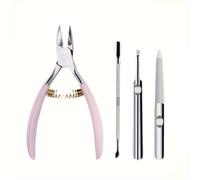 Pince à ongles simple avec poignée en silicone, petite pince à rainurer les ongles, pince à bec d'aigle, ciseaux à ongles pointus, 4 pièces