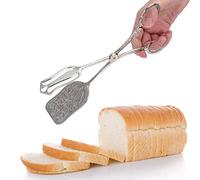 Pince à pain rétro en alliage de zinc pour salade et gâteaux, tête carrée (argentée)
