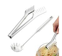 Pince à pâtes - Cuillère à spaghetti en acier inoxydable de 33,5 cm | Design d'une pièce épaissie antioxydante | Fournit une prise sûre pour mélanger et servir des salades et des nouilles sautées