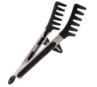Pince à Pâtes et Acier Inoxydable en Silicone Cuisine Maison | Prise Dentelée, Manche Lisse, Trou Suspendre, Verrouillage Pratique, Compatible Ustensiles Antiadhésifs, Nouilles