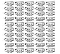 Pince à perruque peigne à pression en acier inoxydable 8 dents Clips d'extension de cheveux Fixation de perruque sécurisée pour Salon de coiffure à domicile 50pcs 1.1in (Argent)