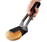 Pince à poisson en silicone avec acier inoxydable intégré | Spatule à crêpes | Pince de cuisine antidérapante anti-brûlure pour cuisiner, retourner, servir, cuisine domestique et professionnelle, noir