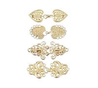 Pince à pull vintage 4 pièces/ensemble pull col châle Cardigan boucles Vintage tourbillon pince fermoir chemise bouton for robe(Golden)