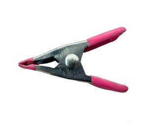 Pince à ressort en métal de 5,1 cm avec coussinets en caoutchouc pour le travail du bois, support de fond de photographie et support de feuille en plastique (rose)