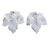 Pince à rideaux - YVAN MOINS CHER - Lot de 2 - Métal Blanc-OR - Décor Feuille - Grand Modèle