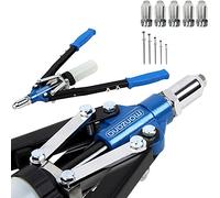 Pince à riveter en aluminium et acier avec 5 embouts et 75 rivets, clé à rivet et récipient de collecte poignée en acier